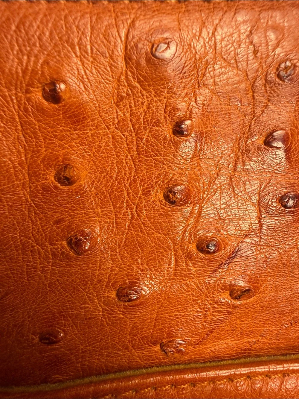 Genuine Ostrich Leather Tote Bag Satchel Orange Terracotta Exotic Skin Handbag